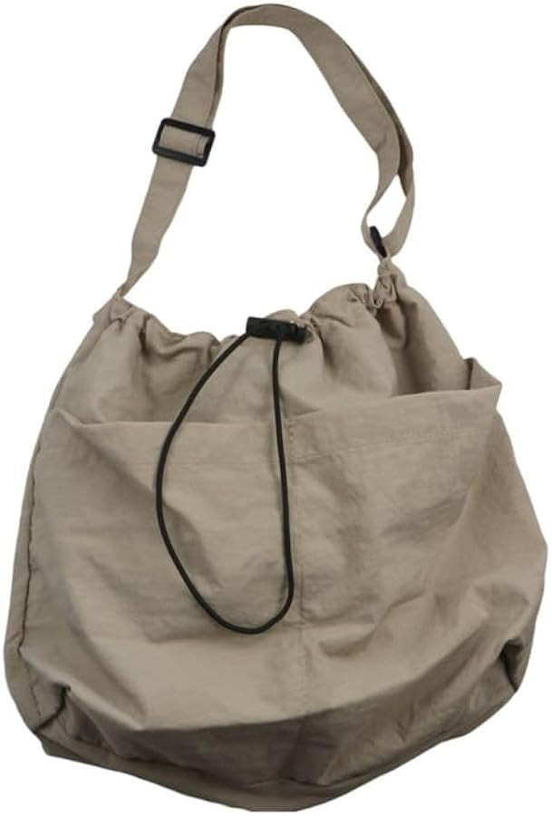 Light Soft Nylon Crossbody Shoulder Tote Bag, Women Large Capacity Handbags Drawstring Bucket Bag | Amazon (US)