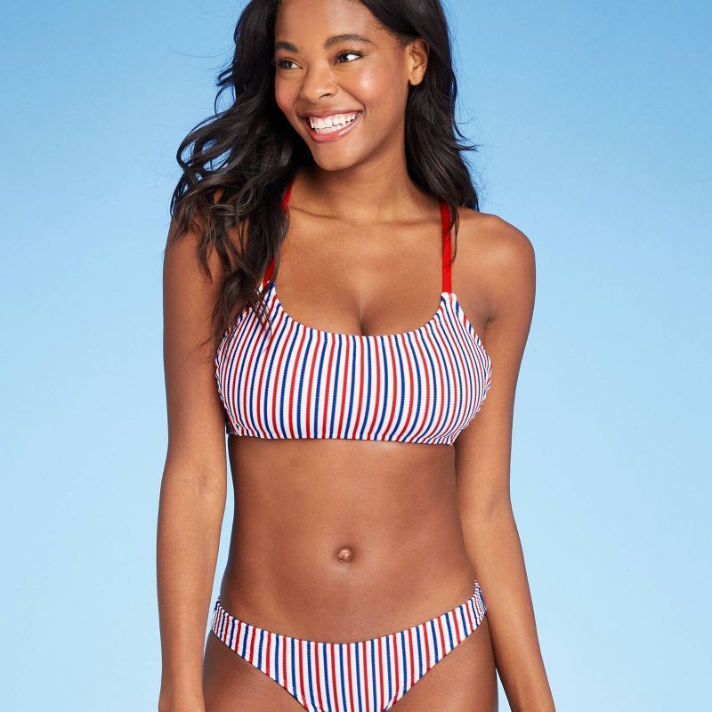 Juniors' Ribbed Bralette Bikini Top - Xhilaration™ Red/White/Blue Stripe | Target