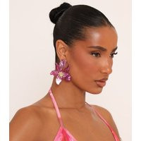 Oversized Flower Detail Stud Earring In Pink, Women's Size UK One Size | EGO (UK)