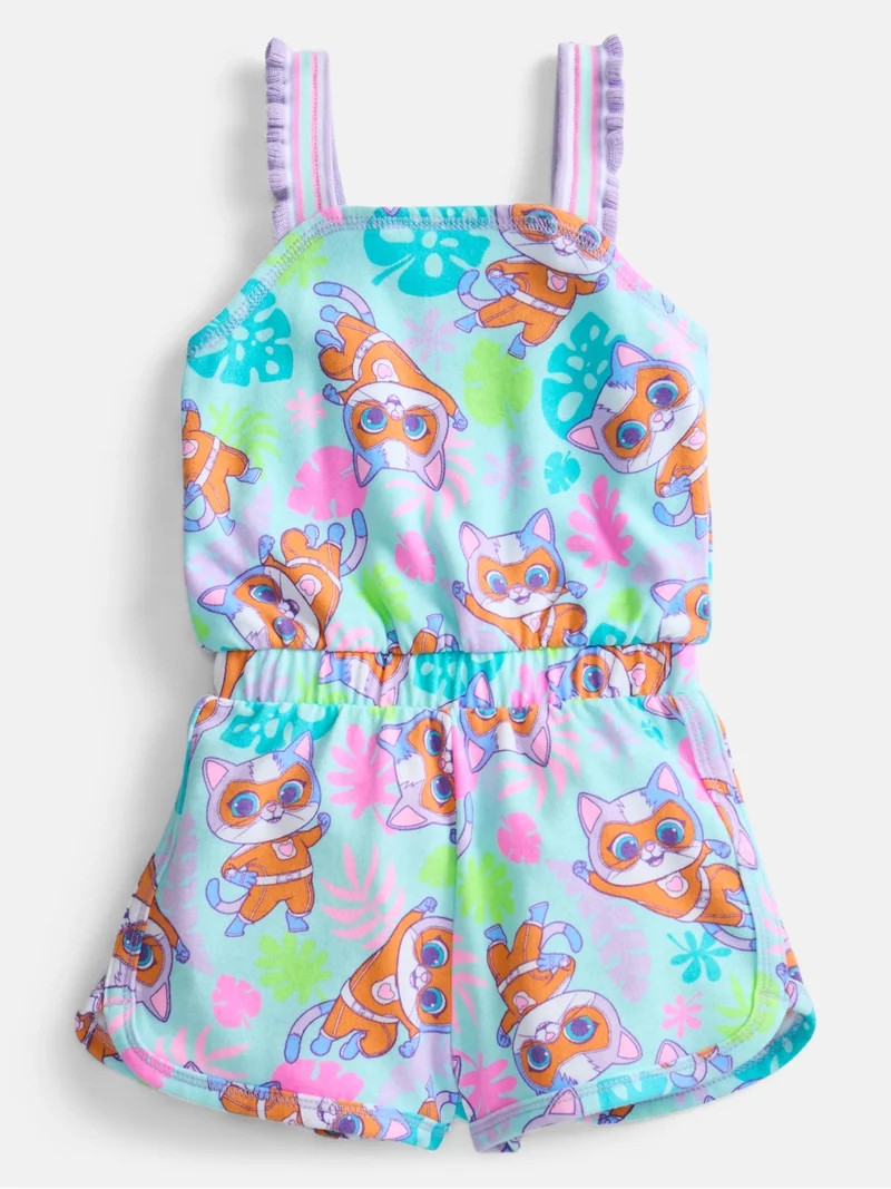 SuperKitties Toddler Girls Sleeveless Graphic Romper, Sizes 12M-5T | Walmart (US)