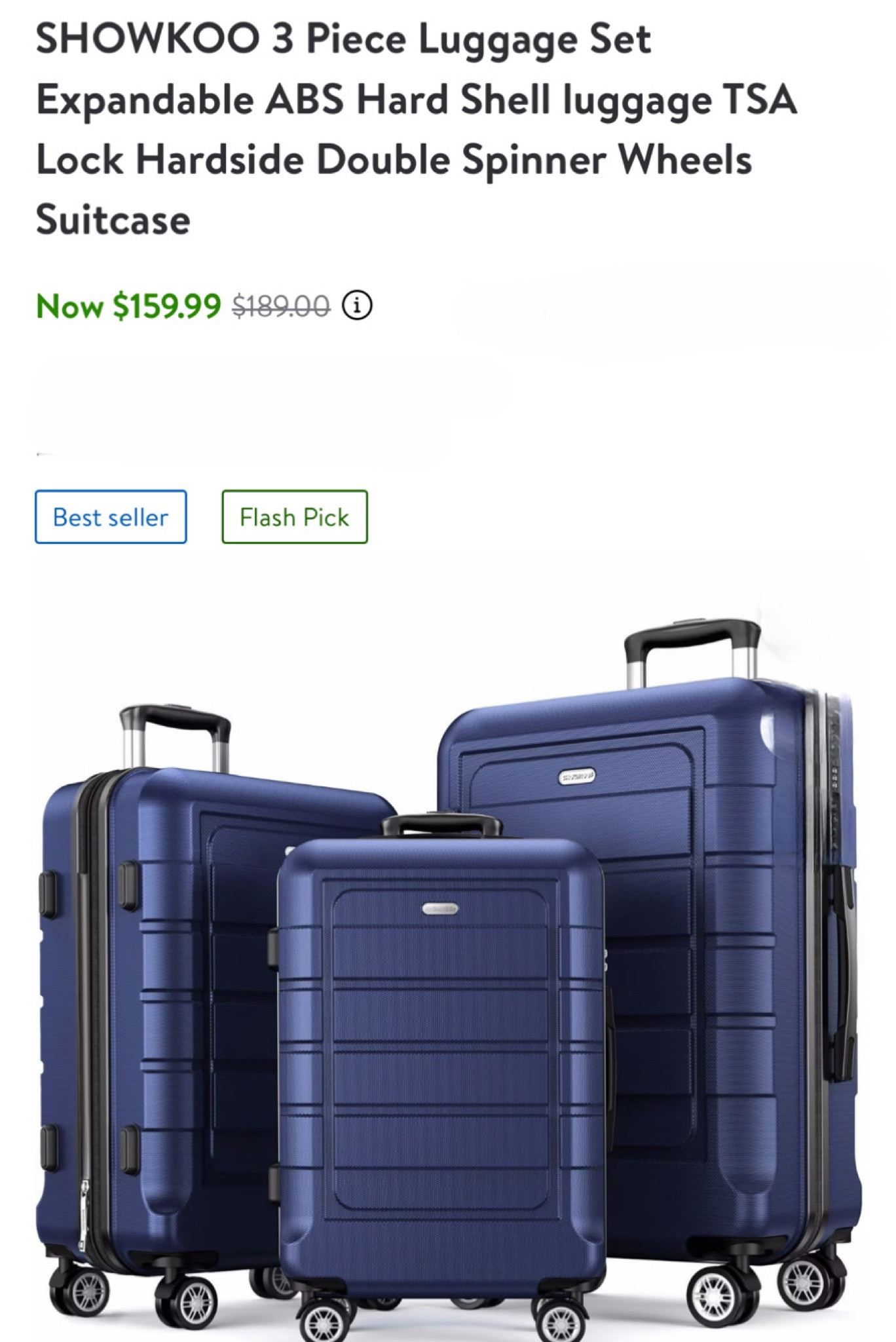 Walmart Deals: 3 Piece Luggage Set
