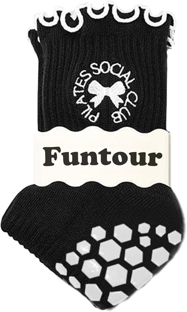 Pilates Grip Yoga Socks For Women Barre Socks Cute Athletic Non Slip Sock Crew For Workout Hospit... | Amazon (US)