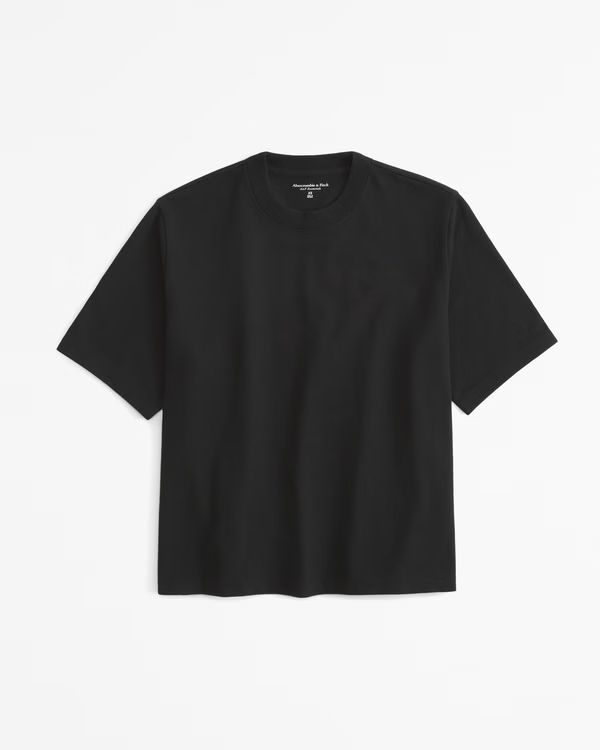 Premium Heavyweight Relaxed Tee | Black Tee | Black Crop Top | Abercrombie & Fitch (US)