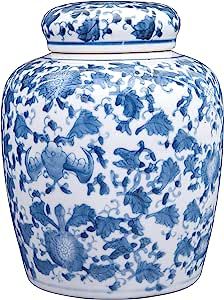 Decorative Blue and White Ceramic Ginger Jar with Lid | Amazon (US)