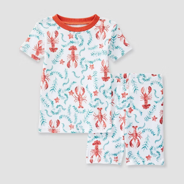Burt's Bees Baby® Toddler Girls' 2pc Lobster Maze Snug Fit Pajama Set - Pink | Target