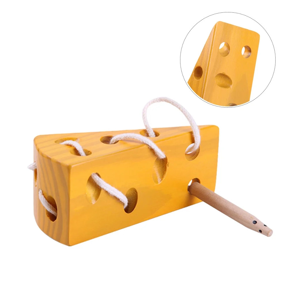 Wooden Cheese Montessori Toy - Mouse and Cheese String Lacing Activity Toy - Wood Block Threading... | Walmart (US)
