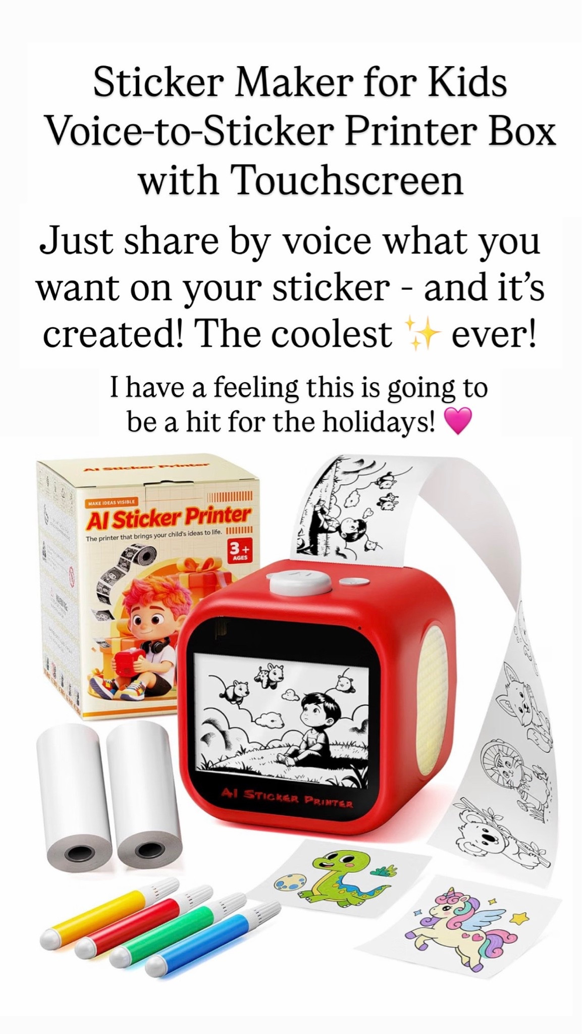 This is just the COOLEST! I have a feeling this is going to be one of the top holiday gifts this year! It’s an AI voice activated sticker maker for kids. ￼

#LTKKids