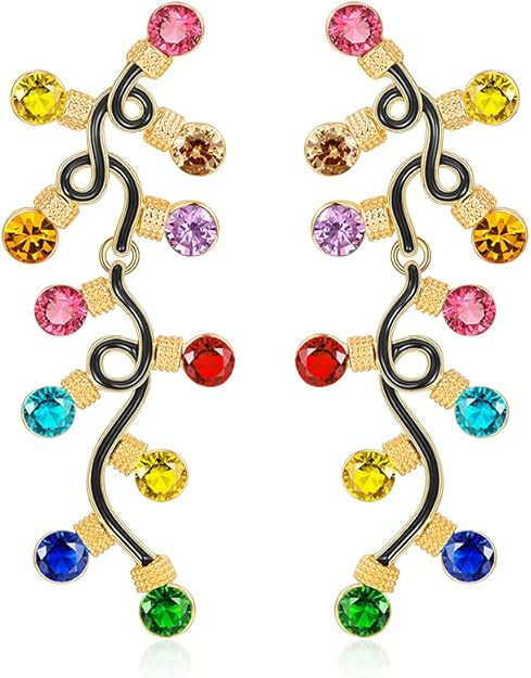 WOWORAMA Colorful Christmas Earrings for Women Crystal Christmas Light Bulb Earrings Cute Green C... | Amazon (US)