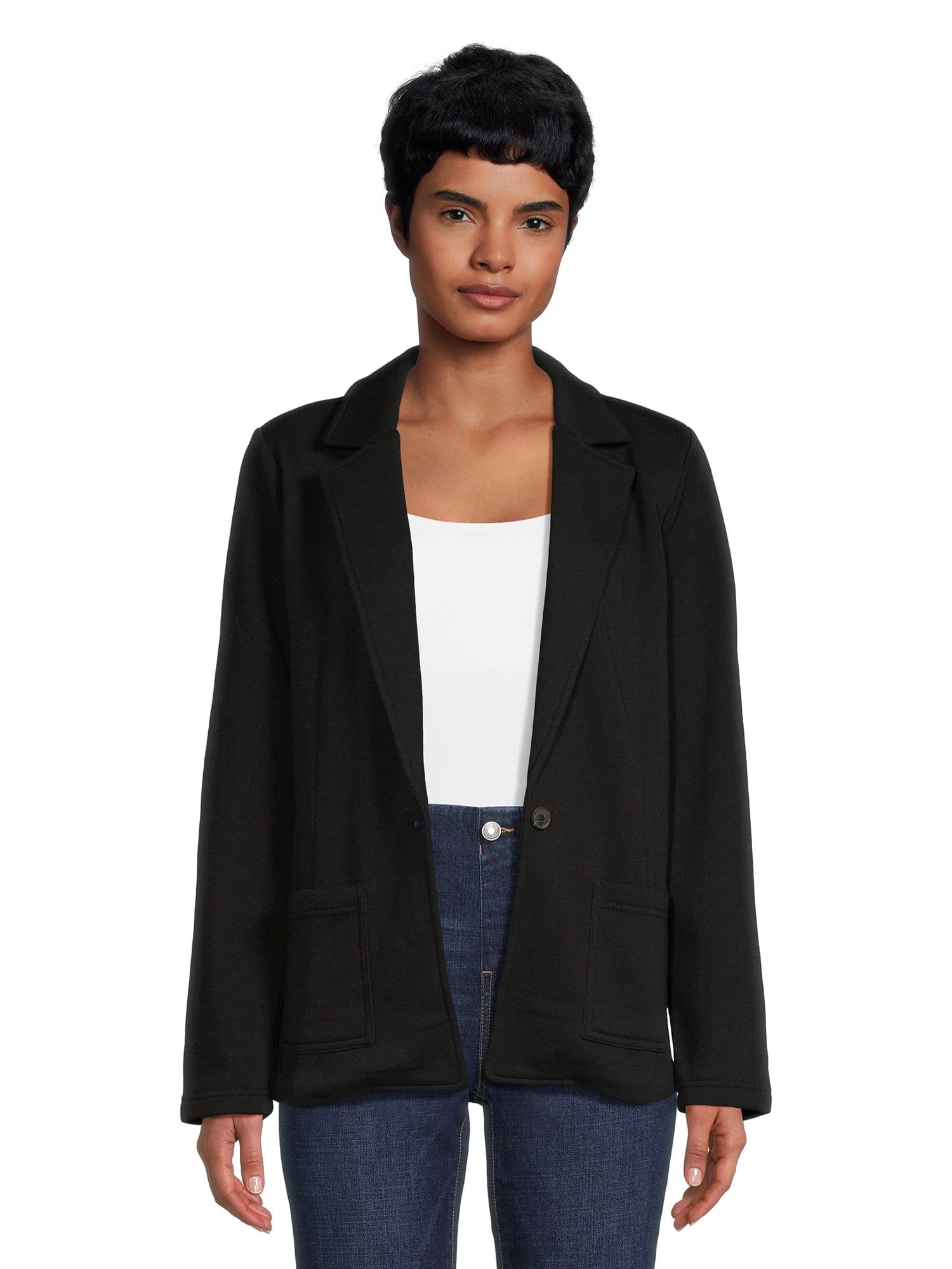 Time and Tru Women's French Terry Cloth Blazer, Sizes XS-XXXL | Walmart (US)