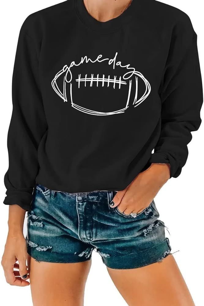 SINBRLAI Women's Game Day Sweatshirt Football Graphic Print Pullover Long Sleeve Crewneck Casual ... | Amazon (US)