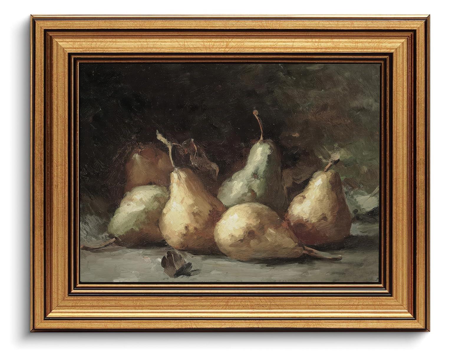Gold Framed Wall Art Vintage Pear Still Life Canvas Art Farmhouse Fruits Picture Wall Decor Antiq... | Amazon (US)