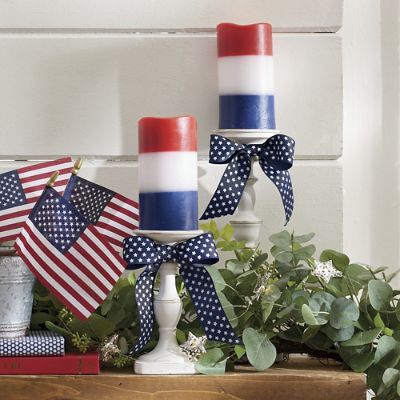 Red, White and Blue Blocked Candle | Grandin Road | Grandin Road