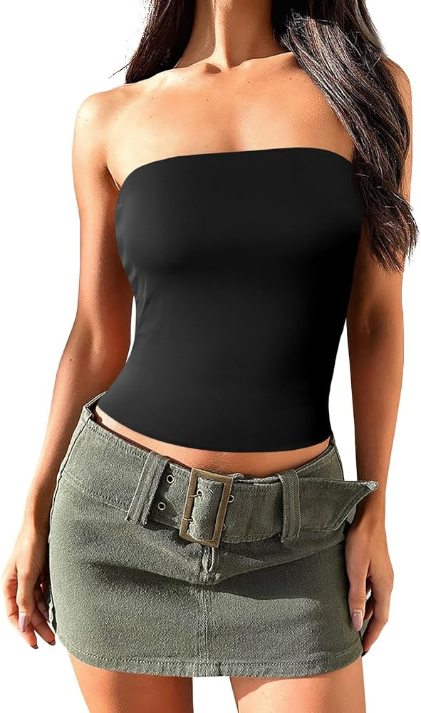 Imily Bela Womens Summer Tube Tops Strapless No Pad Clubwear Y2K Going Out Stretchy Basic Casual ... | Amazon (US)