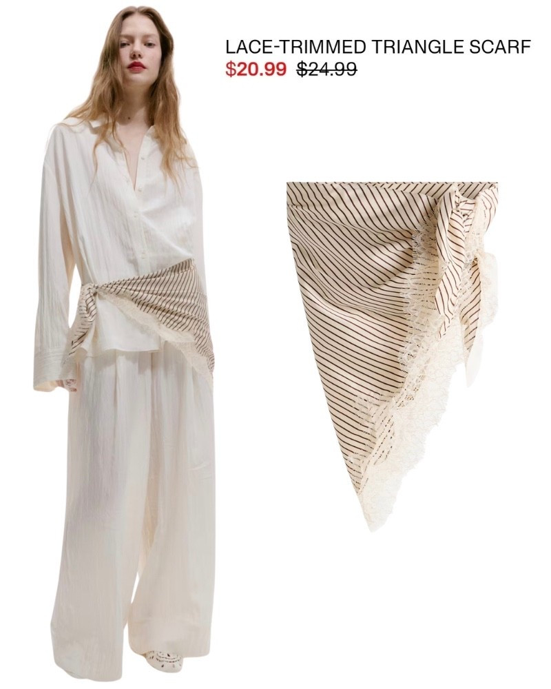 Lace striped silk scarf. This looks so good around the waist! Trendy, spring, summer, outfit accessories.

#LTKSaleAlert