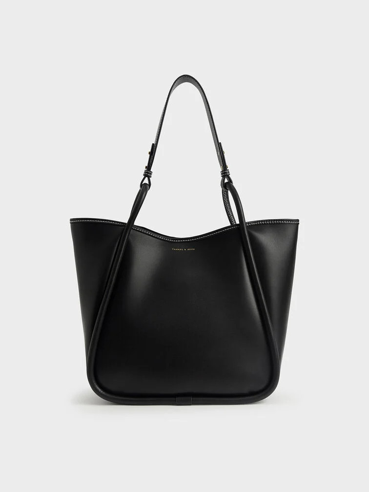 Lyla Tubular Slouchy Tote Bag - Black | Charles & Keith UK