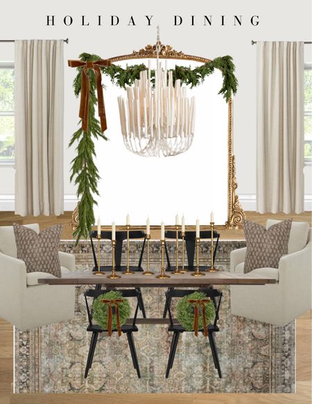 Holiday Dining Room Inspiration
 I found my Arhaus Trestle Table Look Alike on sale on Wayfair! Added the black slat back chairs and upholstered dining chairs that look like the McGee and Co Elton Dining Chair!

Wouldn’t my dining room look stunning with the Primrose Mirror behind it? 

Black modern dining chair. Cedar garland. Holiday decor. Anthro mirror. Anthropologie chandelier. White candlabra. Rolling dining chairs. Brass candle sticks. Crystal tea light


#LTKhome #LTKCyberweek #LTKHoliday