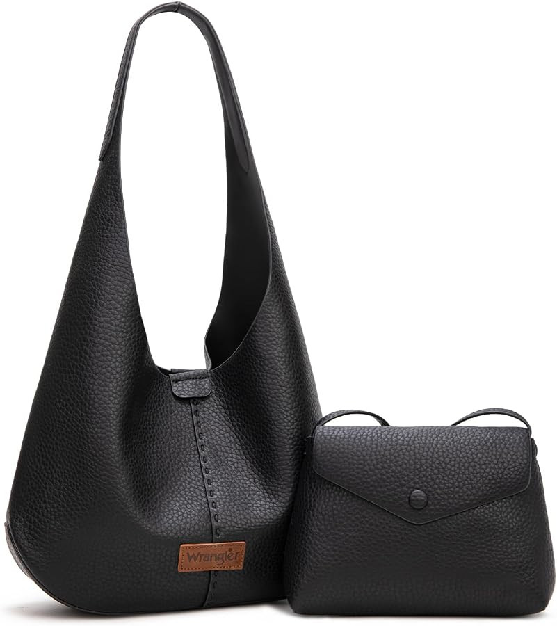 Wrangler Hobo Bag Purse for Women 2PCS Set, Slouchy Shoulder Handbags with Small Crossbody Bag | Amazon (US)