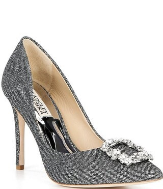 Badgley Mischka Cher Glitter Jewel Brooch Ornamented Stiletto Pumps | Dillard's | Dillard's