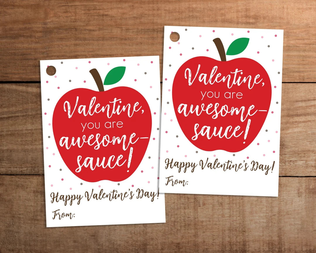 You Are Awesome Sauce Valentine's Gift Tag Printable Applesauce Kids Teachers Classroom Party Fav... | Etsy (US)