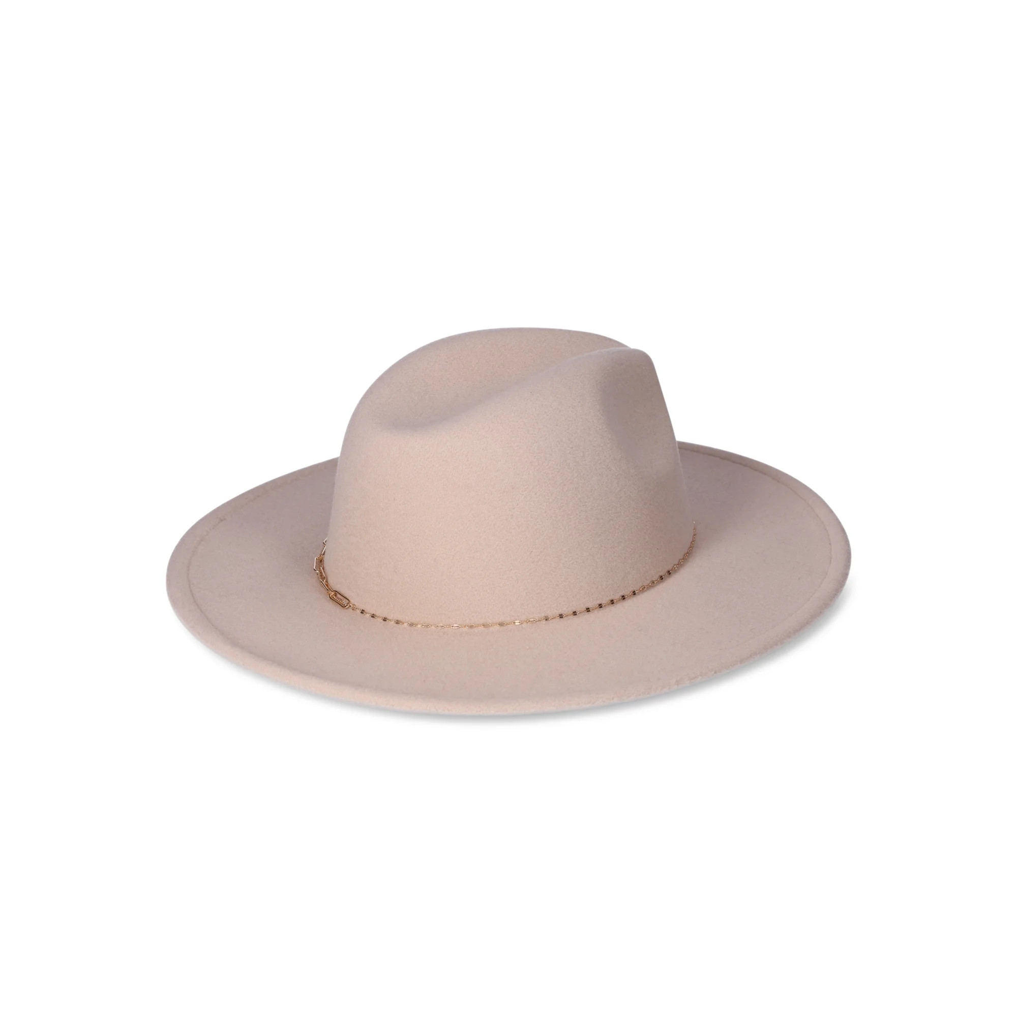 Time & Tru Women's Fedora Hat, Solid Color, Gold Metal Chain Link Detail, Made of Polyester, 1 Pa... | Walmart (US)