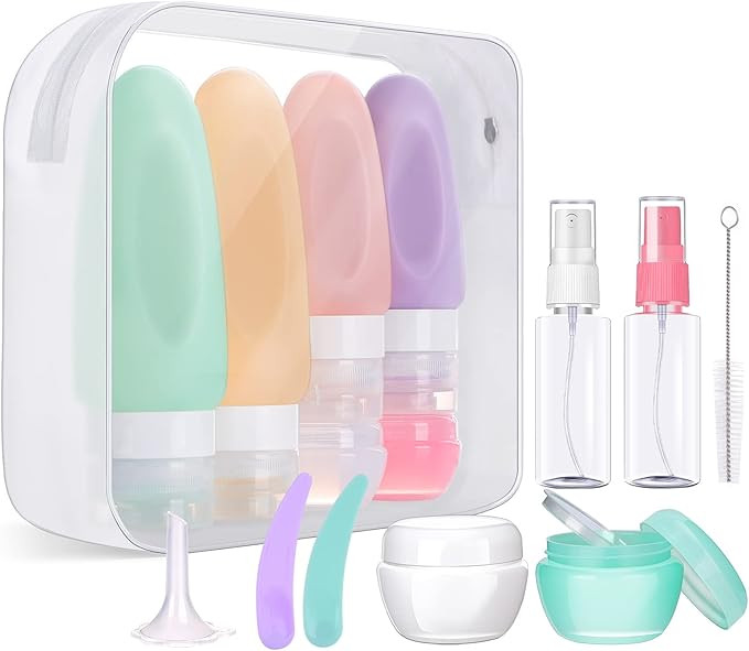 16 Pack Travel Bottles for Toiletries, Morfone Leak Proof Refillable Travel Size Containers Silic... | Amazon (US)