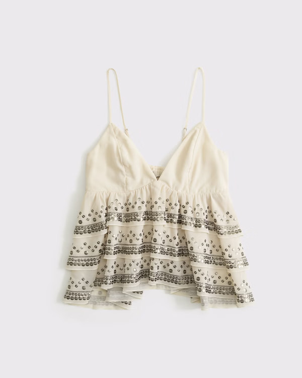 Sequin Tiered Cami | Abercrombie & Fitch (US)