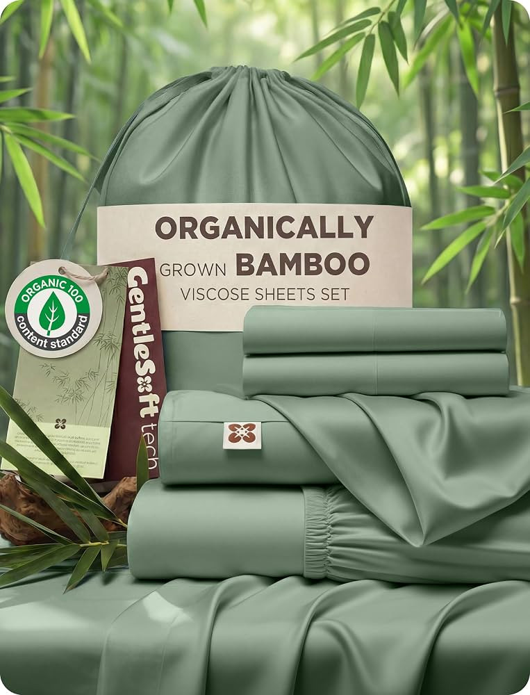 Bedsure 100% Organically Grown Bamboo Viscose King Size Sheets Set | Cooling Bedsheets for Hot Sl... | Amazon (US)