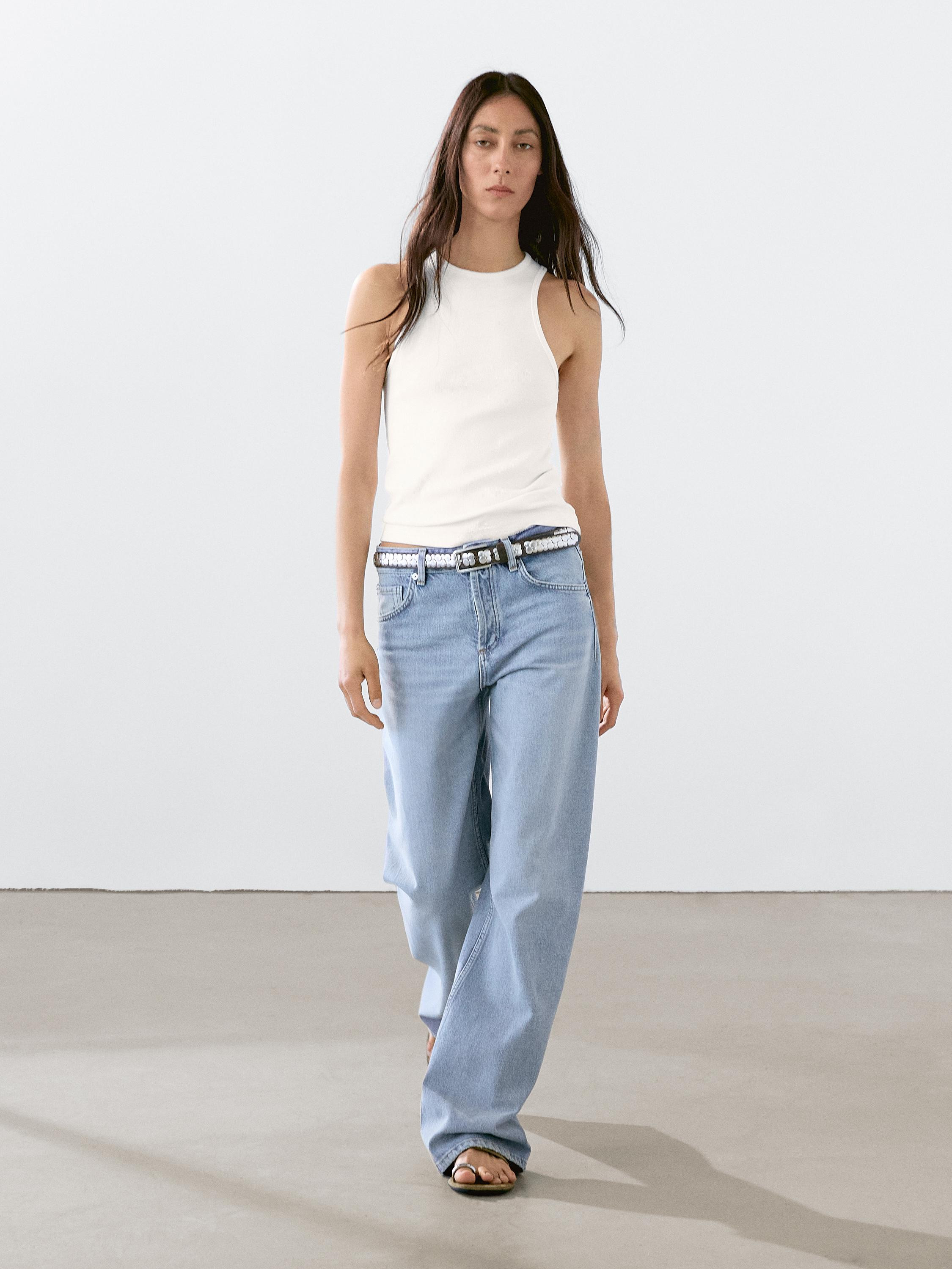 Cotton blend halter-neck top | Massimo Dutti US