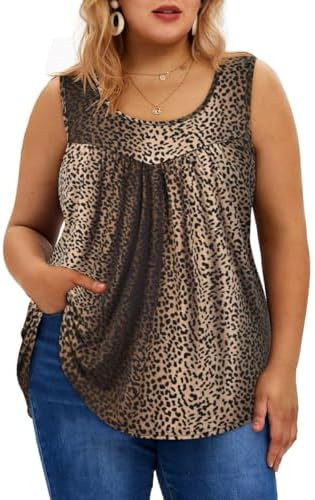 TIYOMI Plus Size Floral Tank Tops for Women Sleeveless Shirts Summer Tunic Tank Tops Flowy Camiso... | Amazon (US)