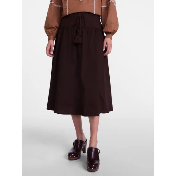 Scenario Women's Tie Waist Midi Skirt, Sizes XS-XXXL | Walmart (US)