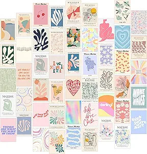 Danish Pastel Room Decor Aesthetic, 50pcs, Wall Decor Posters for Bedroom, Wall Collage Kit Aesth... | Amazon (US)