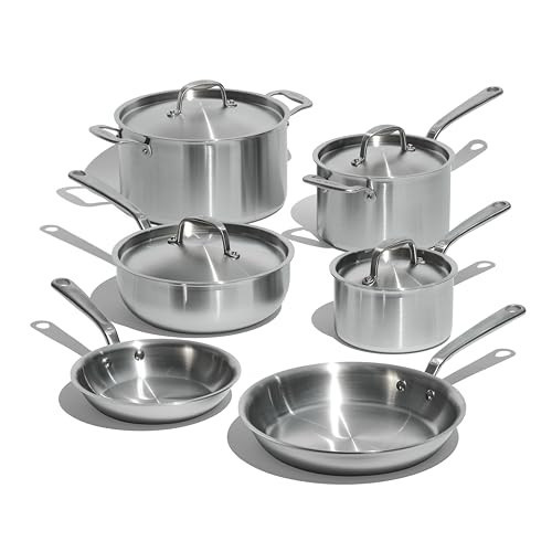 Made In Cookware - 10 Piece Stainless Steel Pot and Pan Set - 5 Ply Clad - Includes Stainless Steel Frying Pans, Saucepans, Saucier and Stock Pot W/Lid - Professional Cookware - Crafted in Italy | Amazon (US)