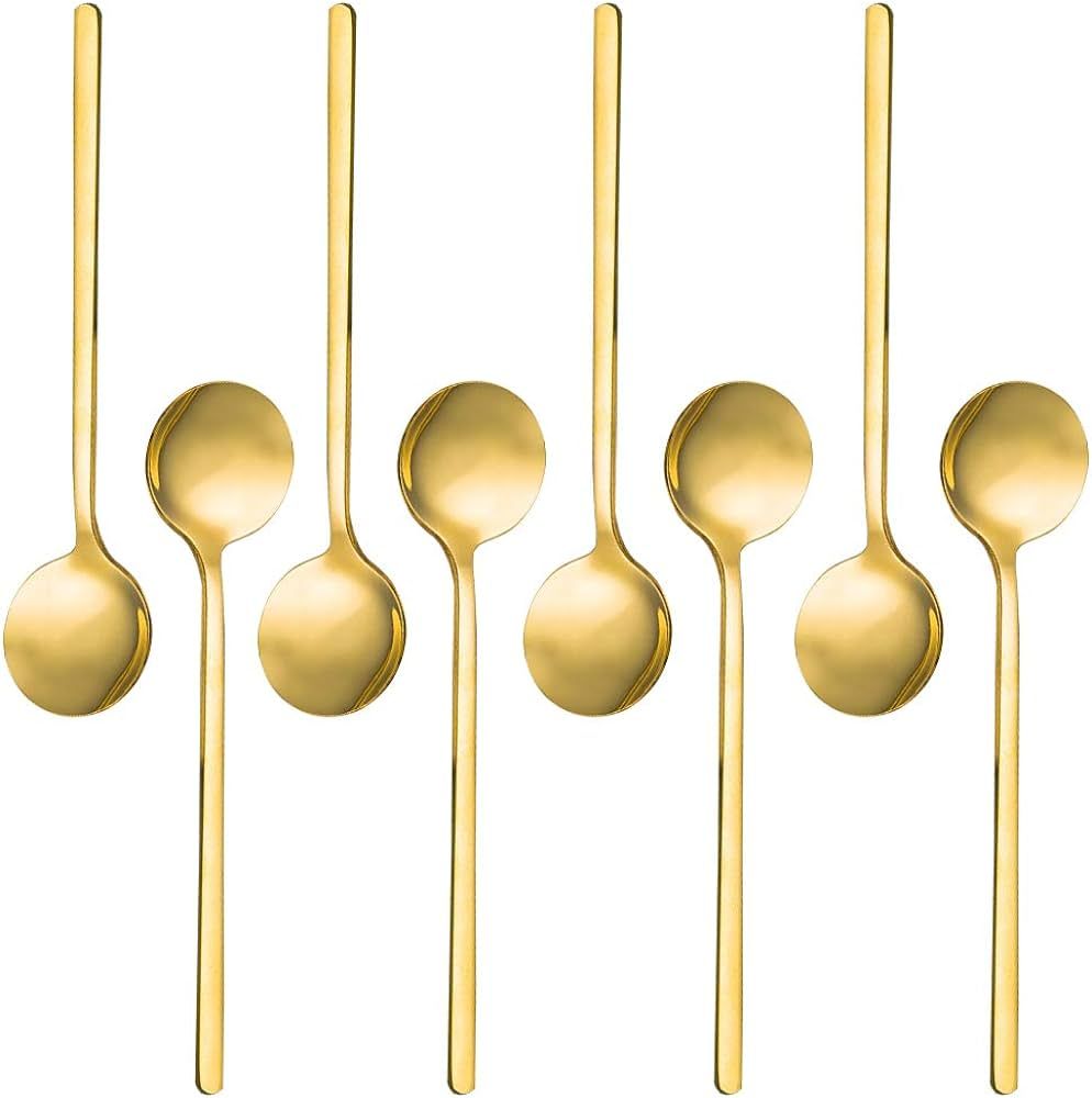 Amazon.com: Pack of 8, Gold Plated Stainless Steel Espresso Spoons, findTop Mini Teaspoons Set fo... | Amazon (US)