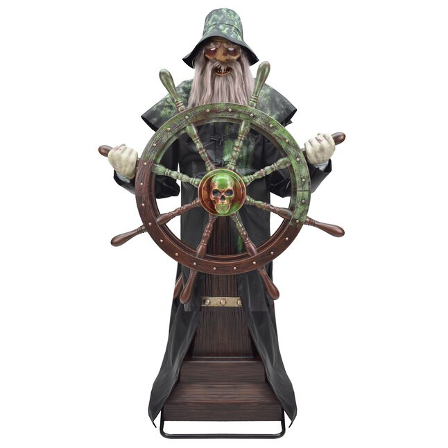 Haunted Living 6-ft Freestanding Motion Activated Talking Lighted Steering Captain Animatronic | Lowe's