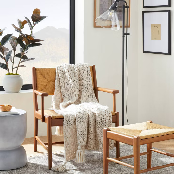 Chunky Knit Reversible Throw Blanket Cream - Threshold™ designed with Studio McGee | Target