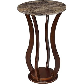Coaster Home Furnishings - Elton - Wood - Round Plant Stand with Faux Marble Top, Curved Wooden L... | Amazon (US)