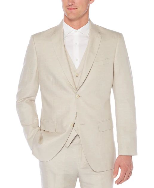 Tall Linen Cotton Herringbone Suit Jacket | Perry Ellis