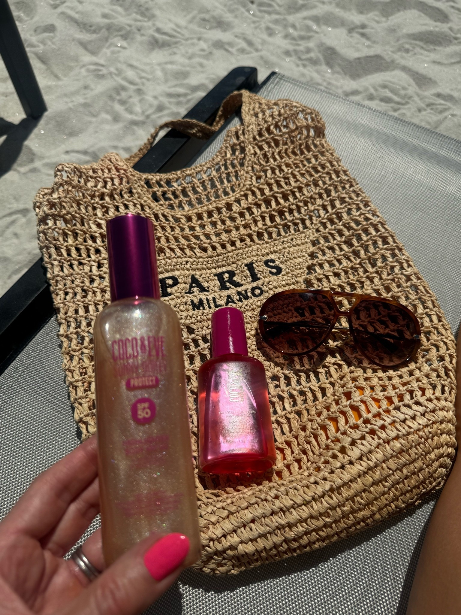 Pool / beach favorites 
Coco & Eve SPF options depending if you want shimmer or oil 
Amazon sunglasses 
Beach bag  
Summer essentials

#LTKSwim #LTKBeauty #LTKSeasonal