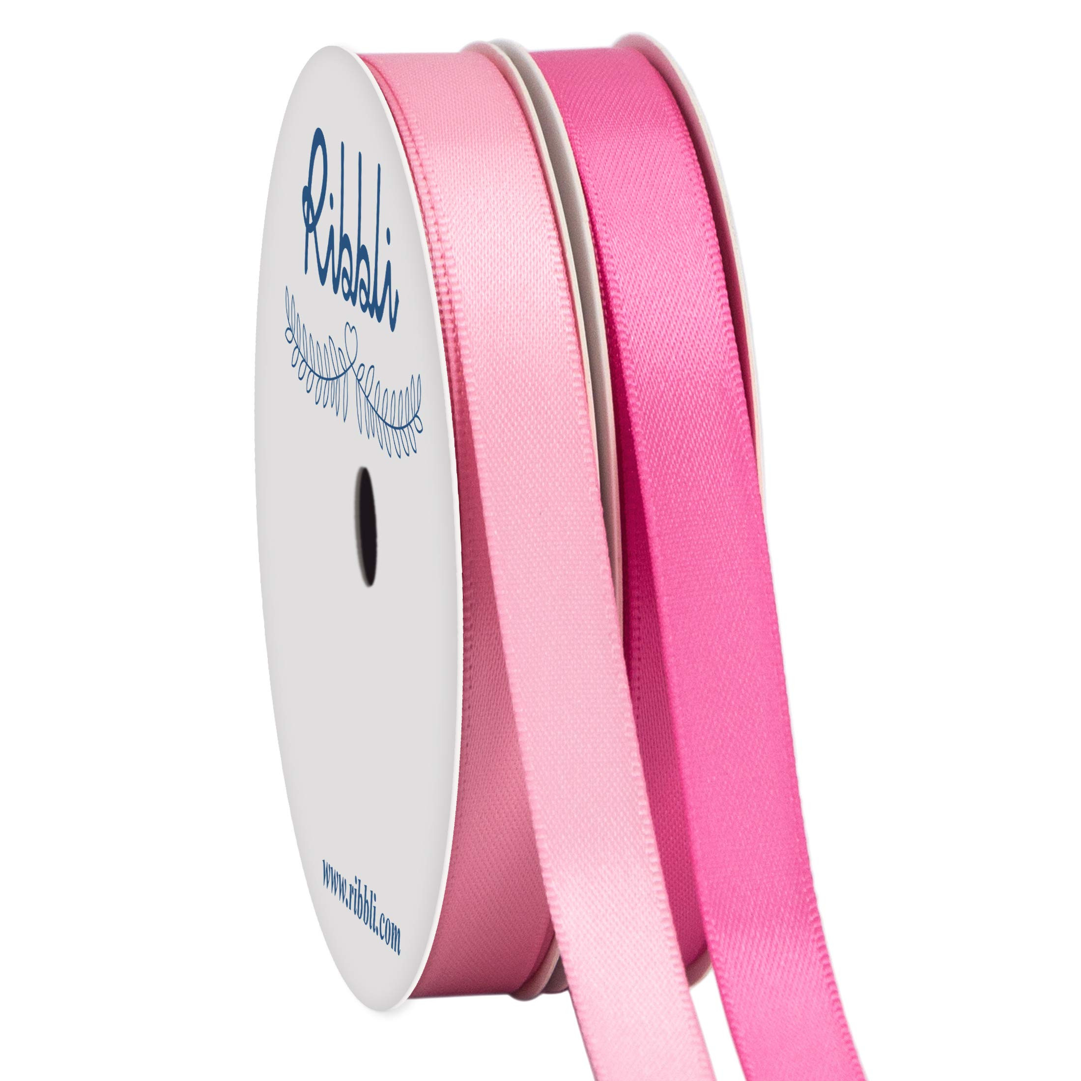 Ribbli 2 Rolls Satin Pink & Hot Pink Craft Ribbon,Total 20 Yards,(Pink 3/8-Inch x 10-Yard, Hot Pi... | Amazon (US)