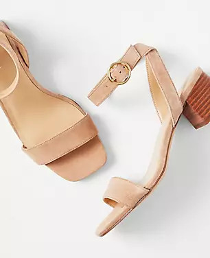 Suede Mid Block Heel Sandals | Ann Taylor (US)
