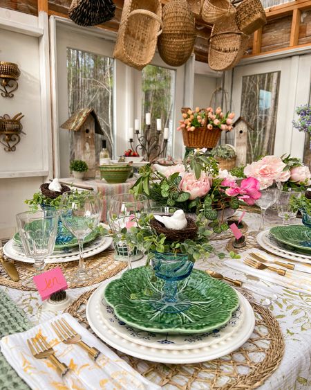 Spring Fling Dinner Party in the she shed. See all the fun table setting ideas  

#LTKhome #LTKSeasonal #LTKFind