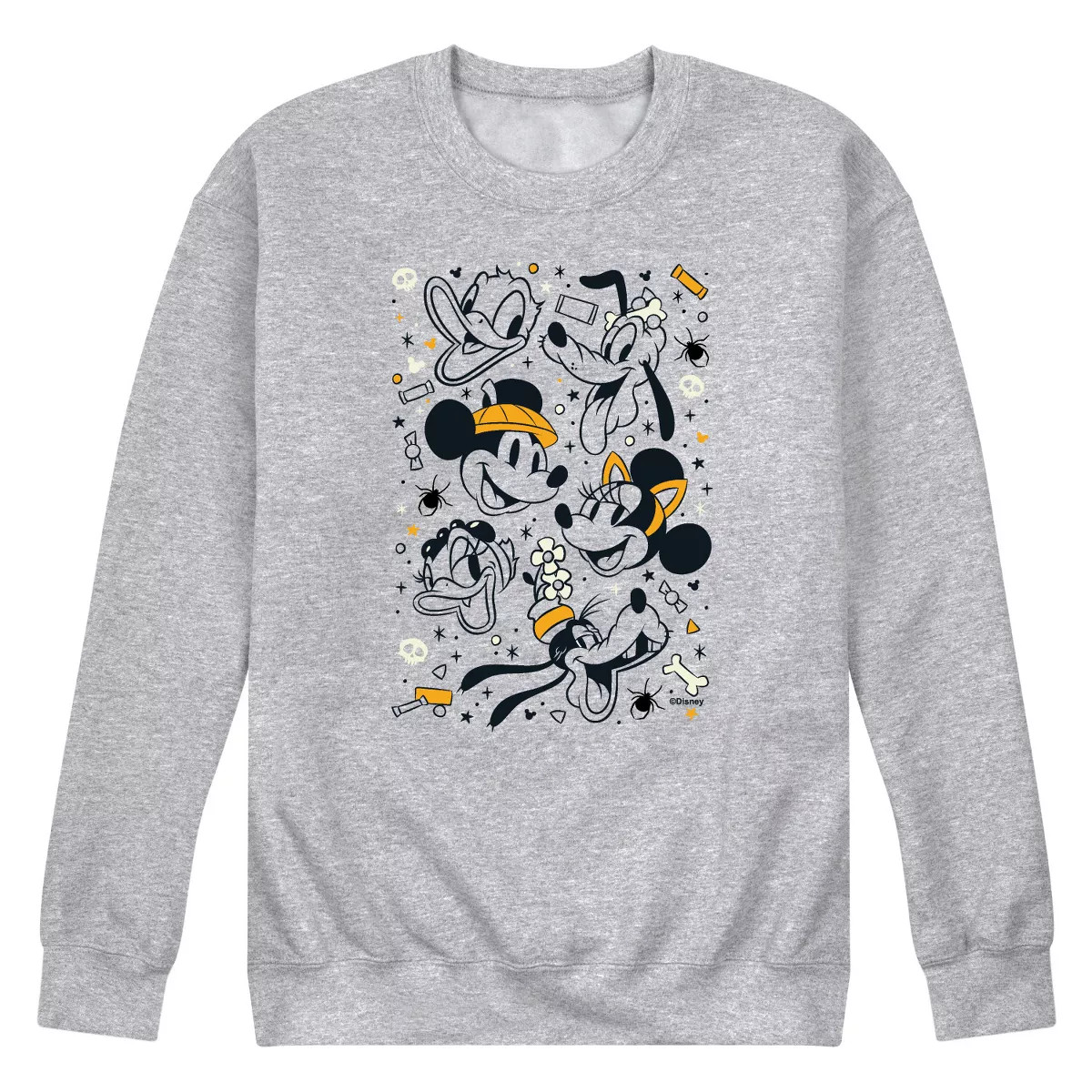 Men's - Disney - Halloween Mickey Minnie Goofy Pluto Donald Daisy Graphic Fleece Sweatshirt | Target