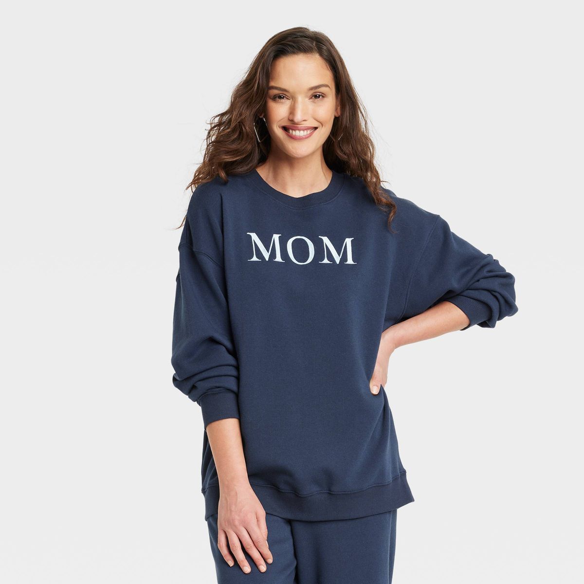 Women's Mom Graphic Sweatshirt - Blue M | Target