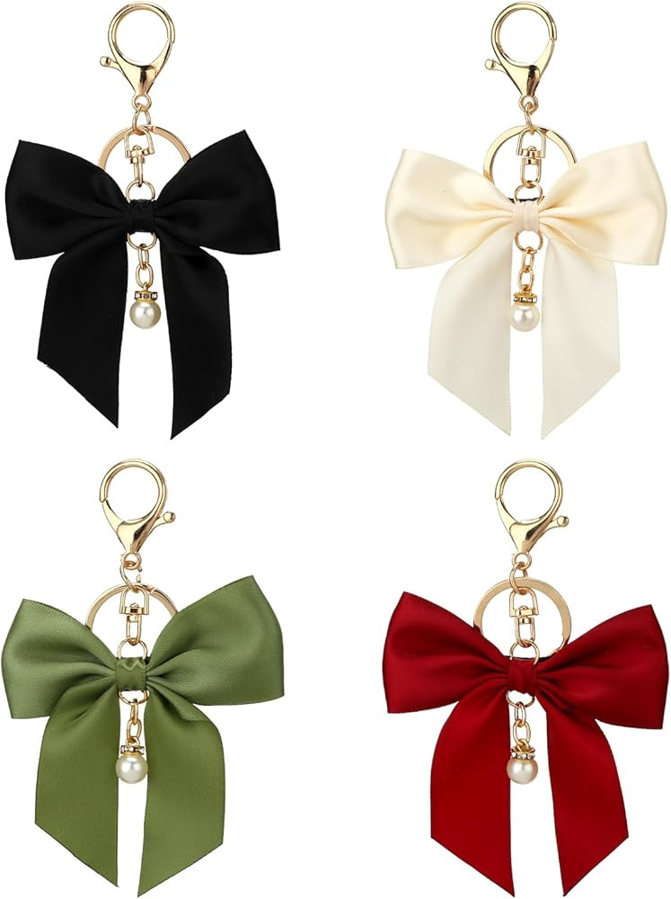 4 Pack Purse Charms Bow Bag Charms for Handbag, Bow Keychain for Purse, Cute Car Key Chain Bag Ch... | Amazon (US)