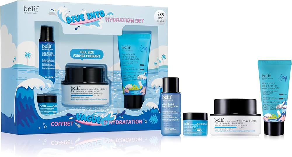 belif Aqua Bomb Dive Into Hydration Set | Korean Skin Care | Korean Moisturizer | Makeup Remover ... | Amazon (US)