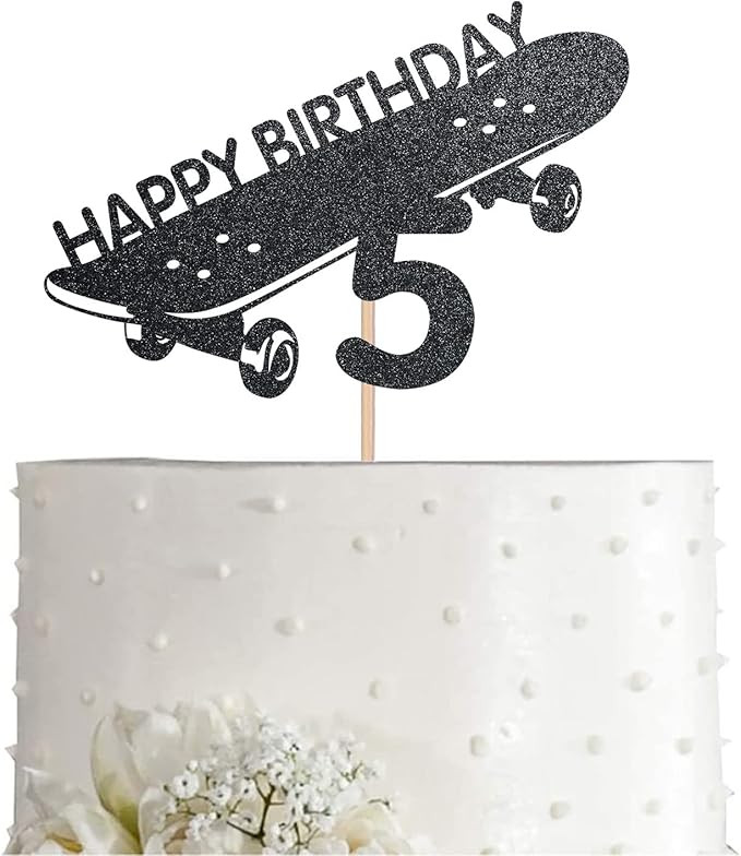 Skateboard 5 Cake Topper, Boy Girl Sport Happy 5th Birthday Party Supply Decoration | Amazon (US)