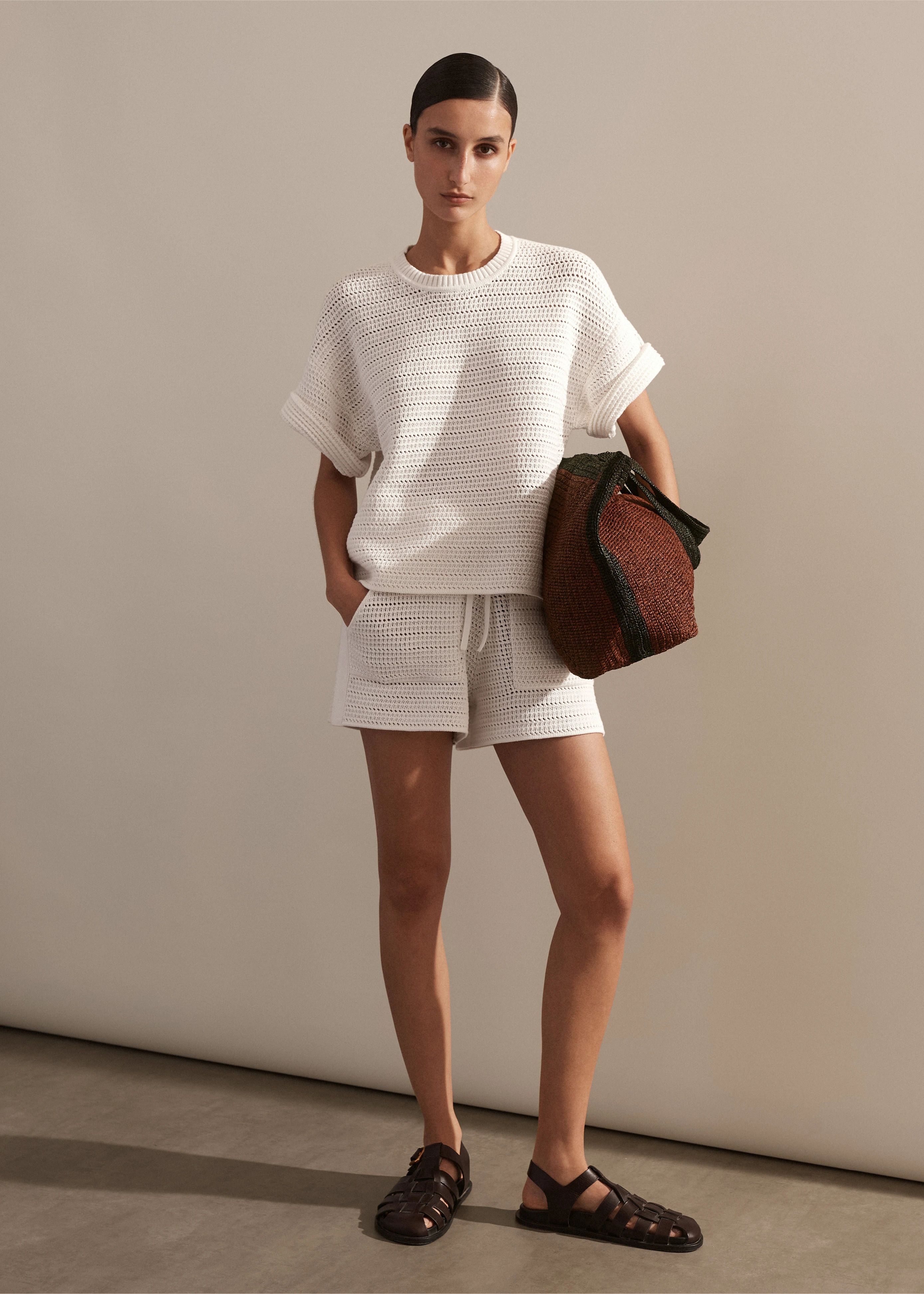 Cotton Open Stitch Relaxed Tee + Short Co-ord | ME+EM | ME+EM US