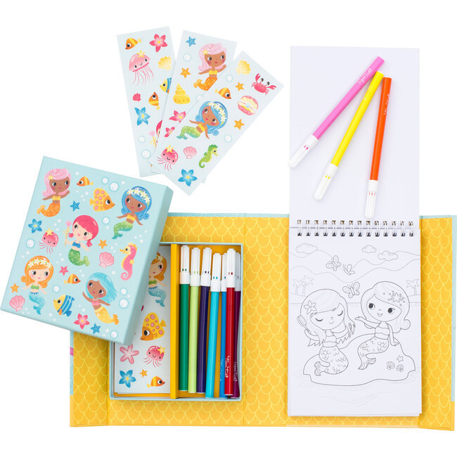 Tiger Tribe: Coloring Set - Mermaids Activity Set w/ Stickers | Maisonette