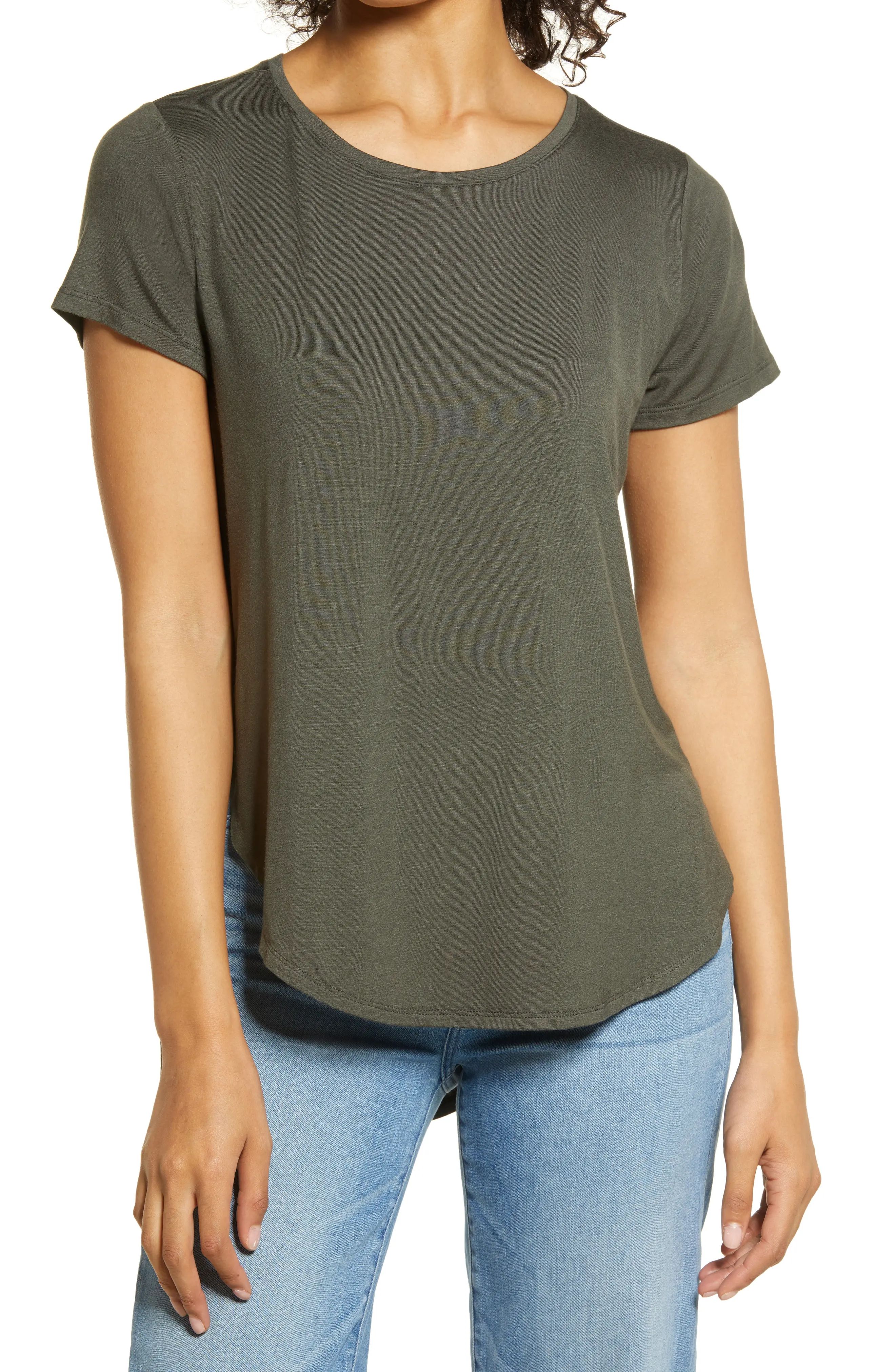 Women's Halogen Shirttail Hem T-Shirt, Size X-Large - Grey | Nordstrom