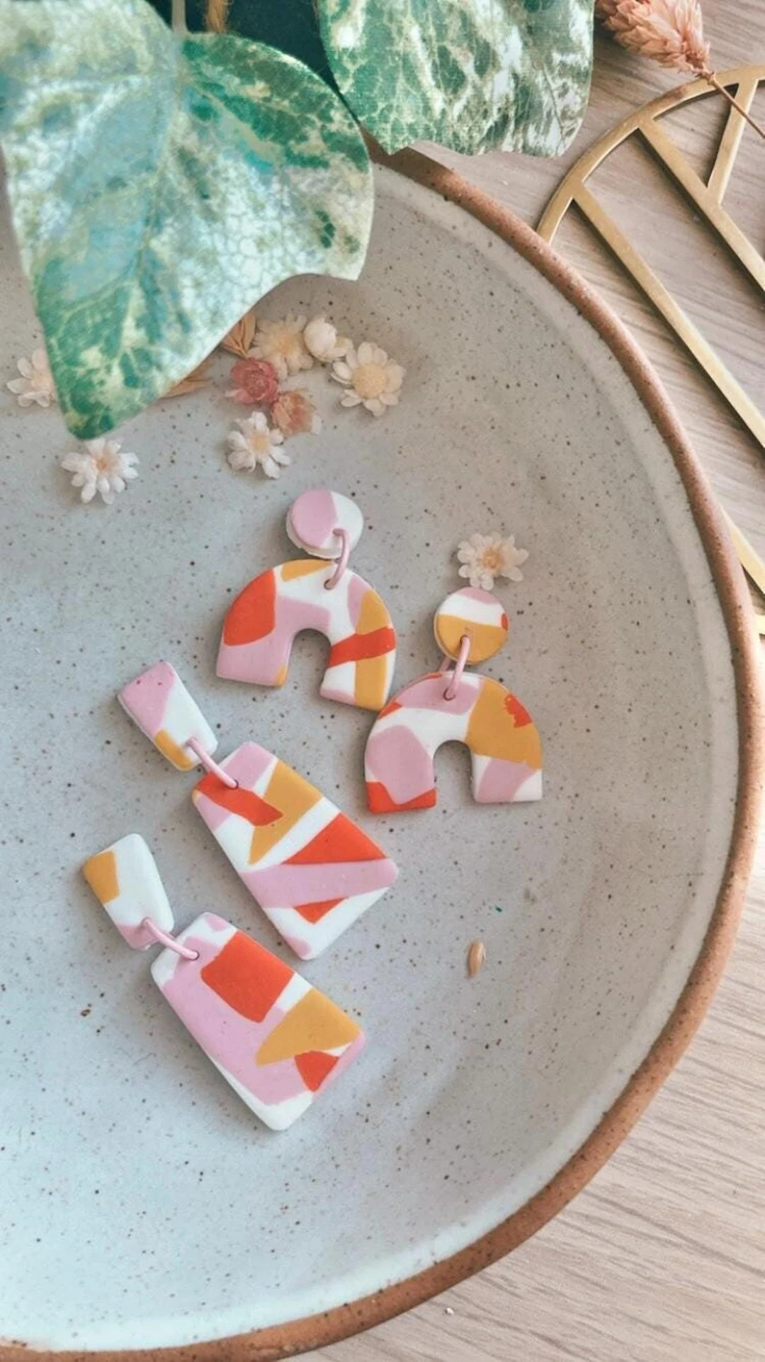 Vibrant Geometric Terrazzo Pattern in Pink, Orange and Mustard | Handmade Colourful Statement Pol... | Etsy (Global)
